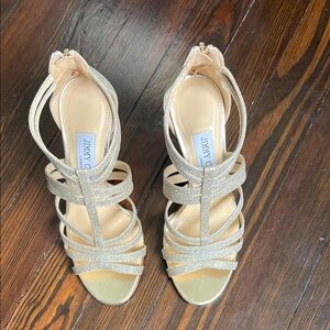 Jimmy Choo Glittering Gold Strappy Sandals